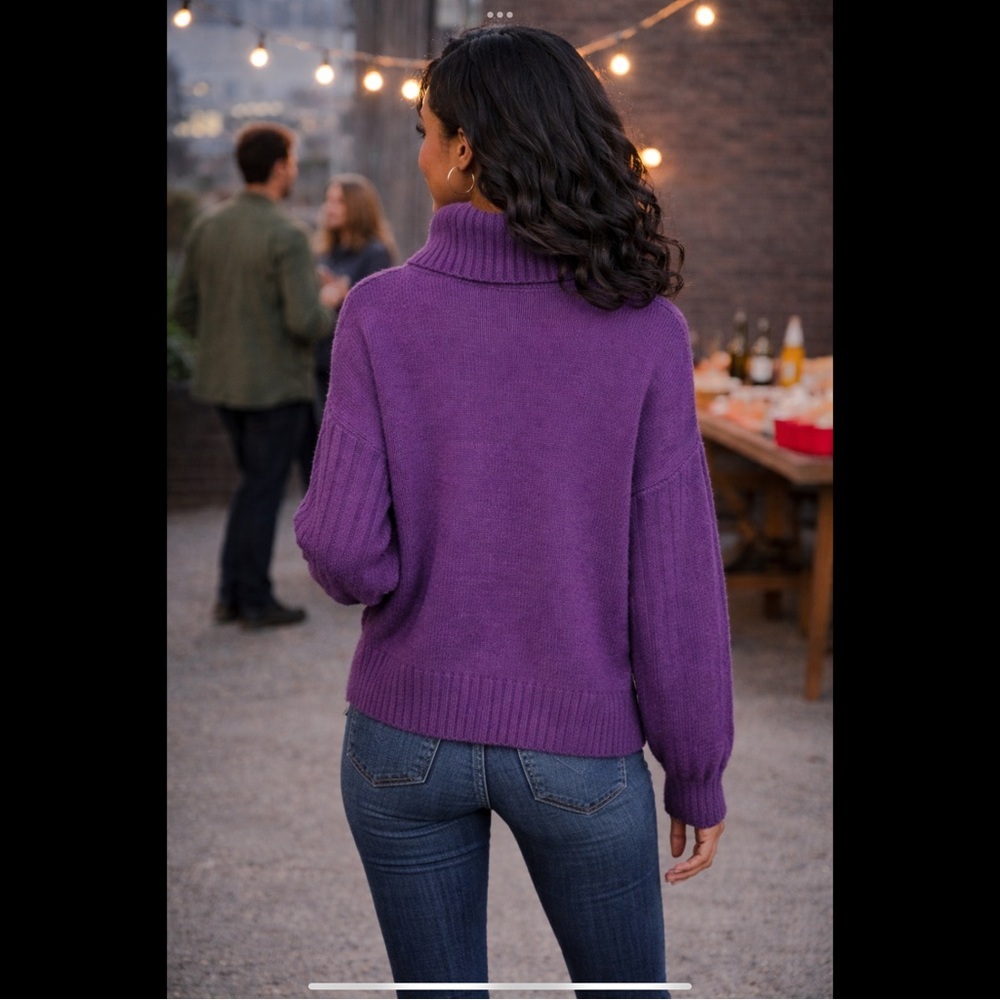 H&M Divided Purple Cable Knit Turtleneck Sweater M - Picture 9 of 16
